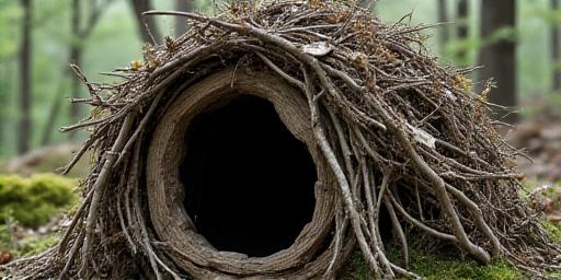 Close up of a hand-drill friction fire set